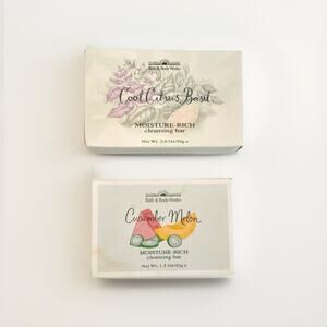 VTG Bath & Body Works 1 COOL CITRUS BASIL Cleansing Bar Soap + 1 CUCUMBER MELON